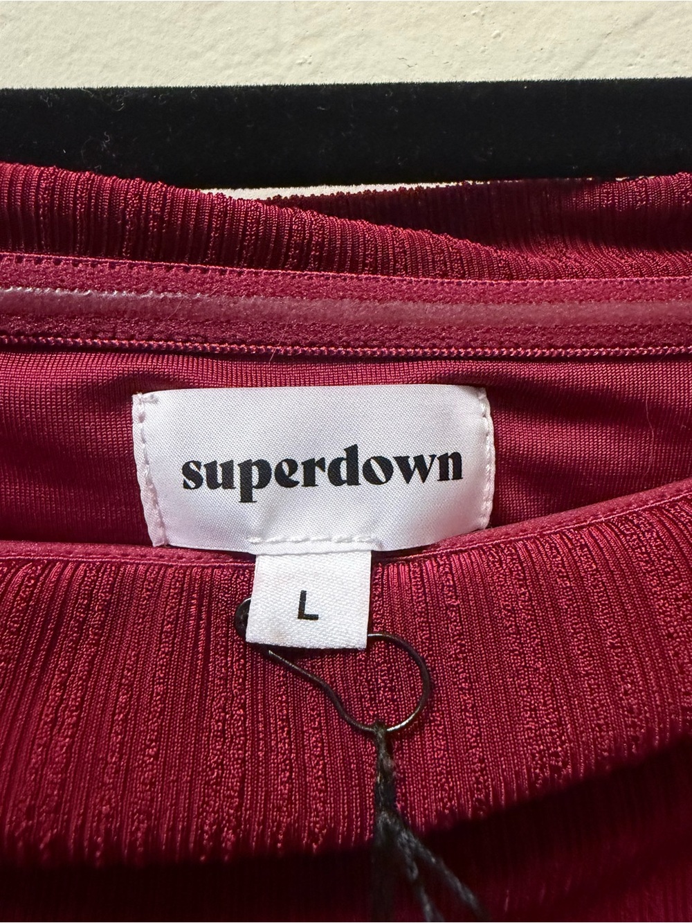 Revolve Superdown Marks Mini Dress Burgundy Draped Off-Shoulder Dress NWT Size L - Picture 2 of 7